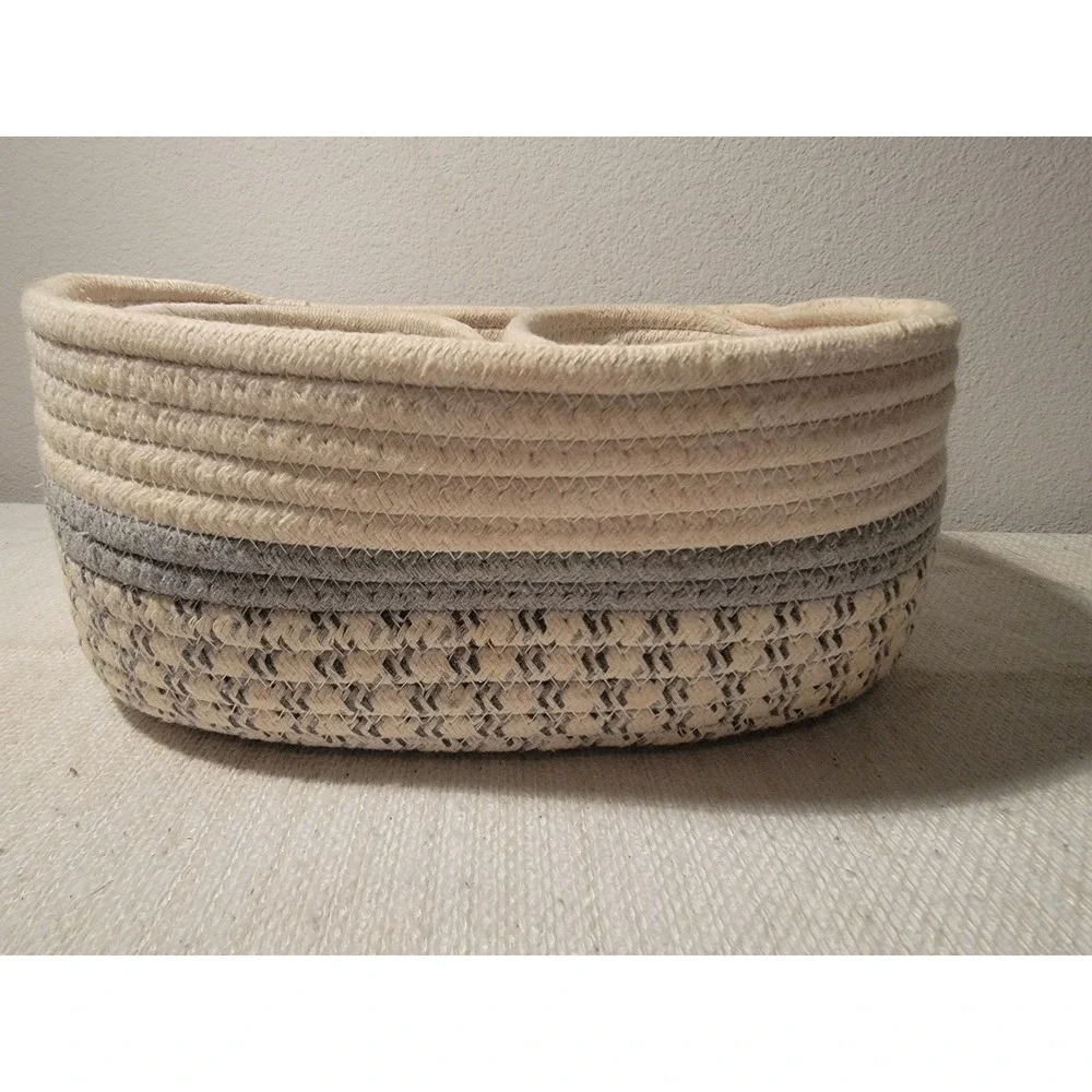 SET 3 Cotton Rope Baskets Woven‎ Basket Makeup Basket Bin Multipurpose Container
